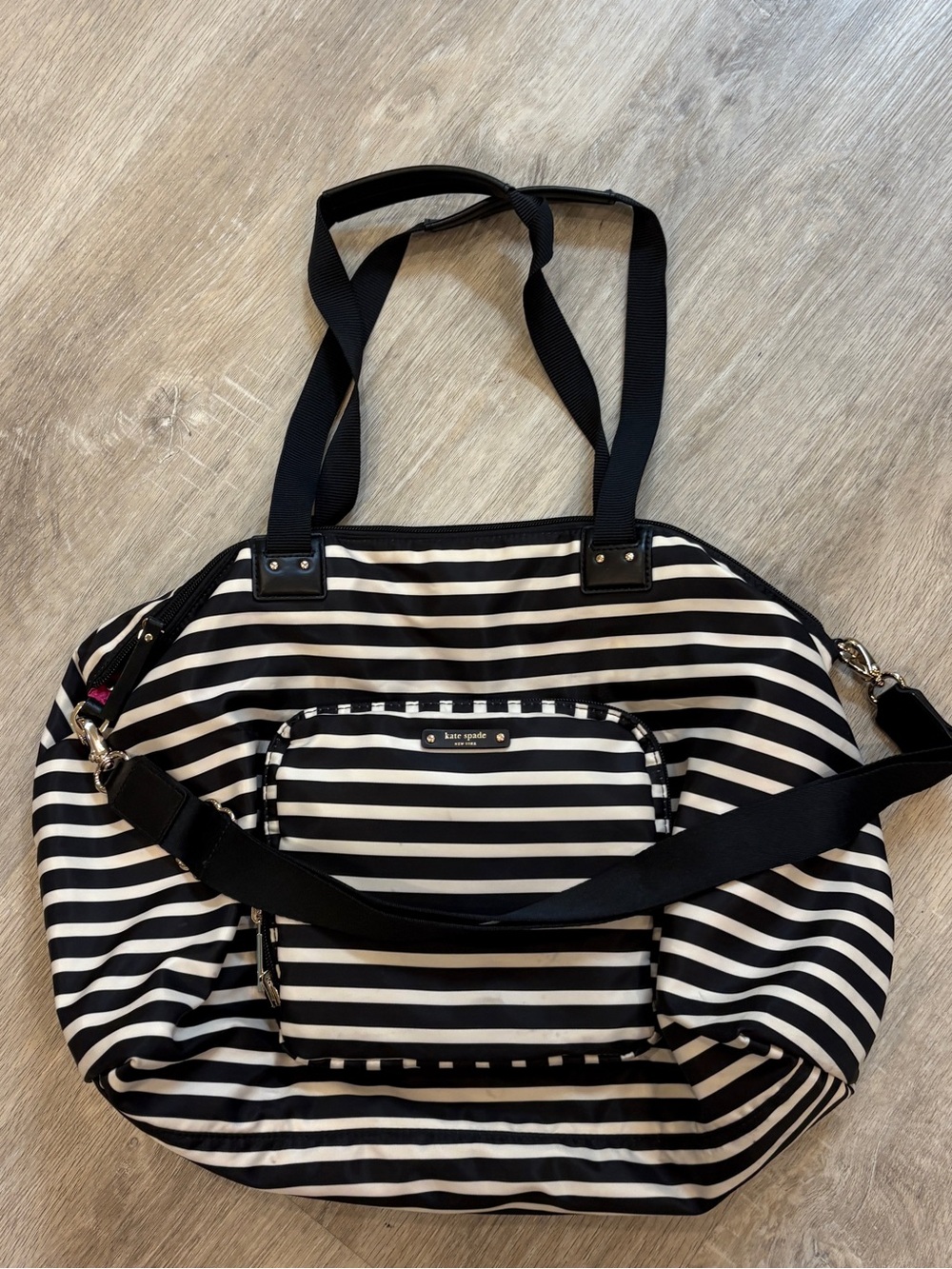 kate spade Black and White Striped Travel Tote
